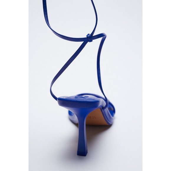 Zara Leather Lace Up Heeled Strappy Sandals High Heel Stiletto Sexy 90s Y2K - 9 - Picture 5 of 13